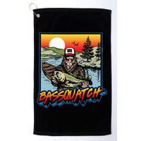 Bassquatch! Funny Bass Fishing Sasquatch Retro 80s Fisherman Golf Towel