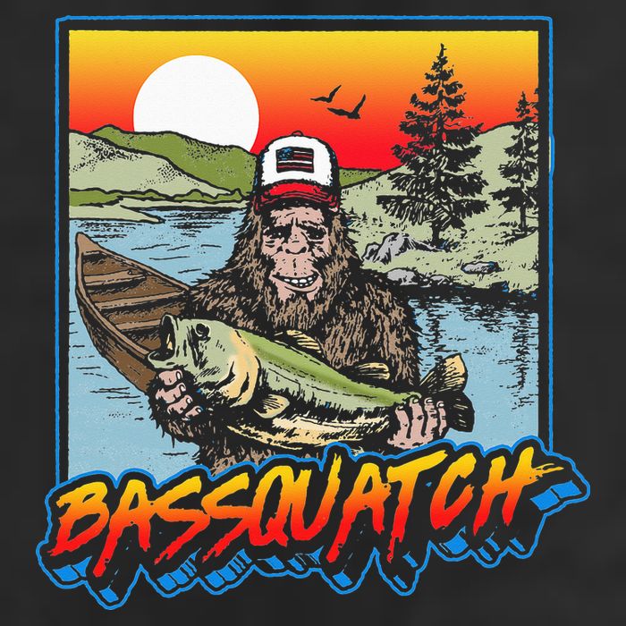 Bassquatch! Funny Bass Fishing Sasquatch Retro 80s Fisherman Golf Towel