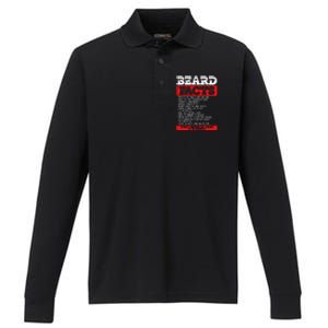 Beard Facts Beard Lover Performance Long Sleeve Polo