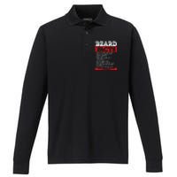 Beard Facts Beard Lover Performance Long Sleeve Polo