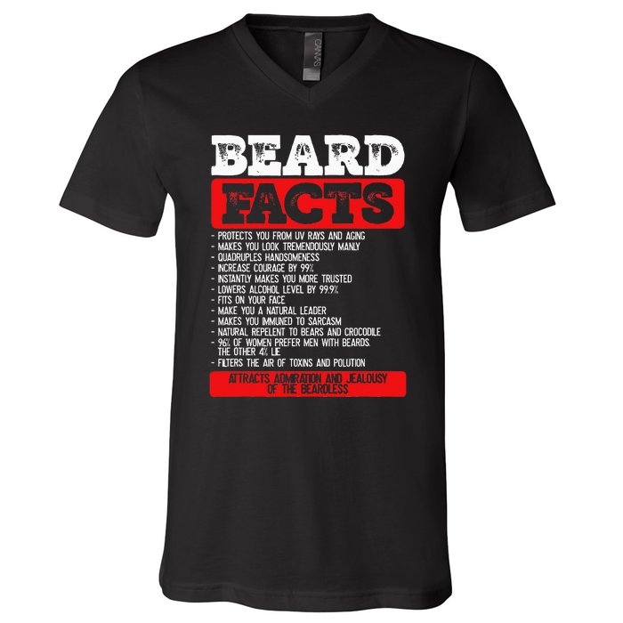 Beard Facts Beard Lover V-Neck T-Shirt