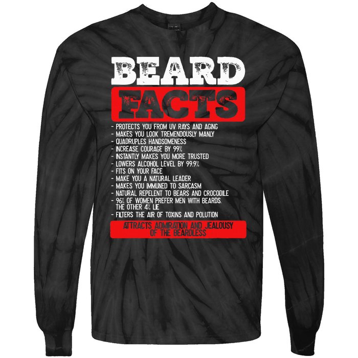 Beard Facts Beard Lover Tie-Dye Long Sleeve Shirt