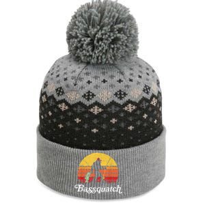 Bassquatch! Funny Bigfoot Fishing Outdoor Retro Funny Fishing Bigfoot Merch The Baniff Cuffed Pom Beanie