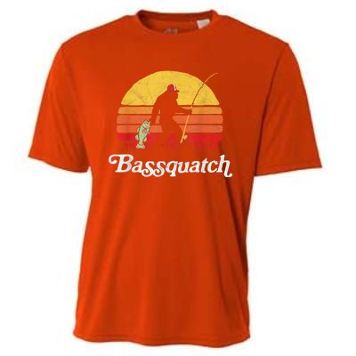 Bassquatch! Funny Bigfoot Fishing Outdoor Retro Funny Fishing Bigfoot Merch Cooling Performance Crew T-Shirt