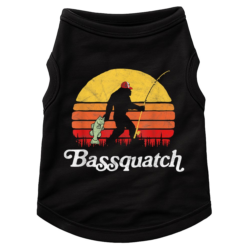 Bassquatch! Funny Bigfoot Fishing Outdoor Retro Funny Fishing Bigfoot Merch Doggie Tank