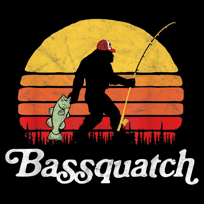 Bassquatch! Funny Bigfoot Fishing Outdoor Retro Funny Fishing Bigfoot Merch Doggie Tank