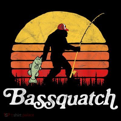 Bassquatch! Funny Bigfoot Fishing Outdoor Retro Funny Fishing Bigfoot Merch T-Shirt