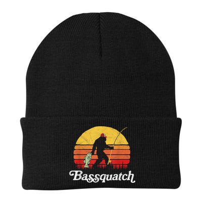 Bassquatch! Funny Bigfoot Fishing Outdoor Retro Funny Fishing Bigfoot Merch Beanie