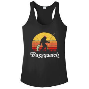 Bassquatch! Funny Bigfoot Fishing Outdoor Retro Funny Fishing Bigfoot Merch Ladies PosiCharge Competitor Racerback Tank