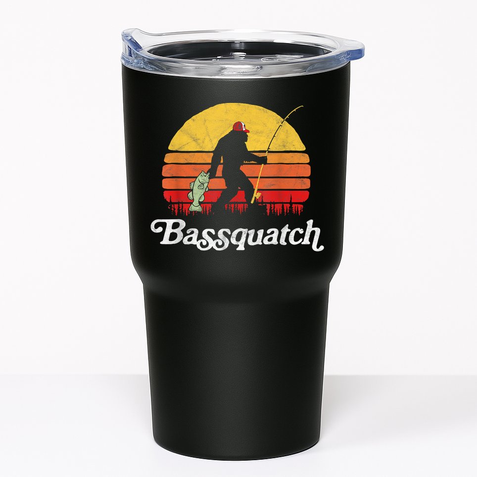 Bassquatch! Funny Bigfoot Fishing Outdoor Retro Funny Fishing Bigfoot Merch Tumbler