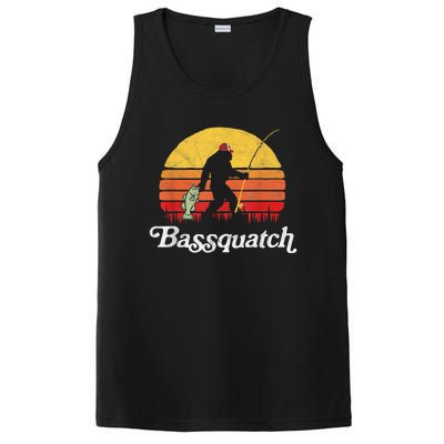 Bassquatch! Funny Bigfoot Fishing Outdoor Retro Funny Fishing Bigfoot Merch PosiCharge Competitor Tank