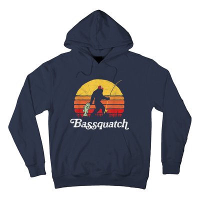 Bassquatch! Funny Bigfoot Fishing Outdoor Retro Funny Fishing Bigfoot Merch Hoodie