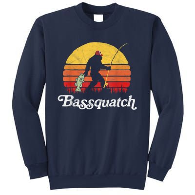 Bassquatch! Funny Bigfoot Fishing Outdoor Retro Funny Fishing Bigfoot Merch Sweatshirt