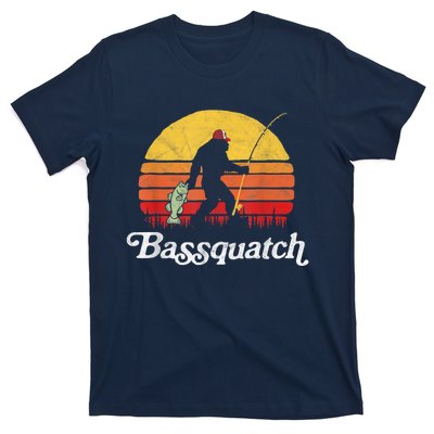 Bassquatch! Funny Bigfoot Fishing Outdoor Retro Funny Fishing Bigfoot Merch T-Shirt