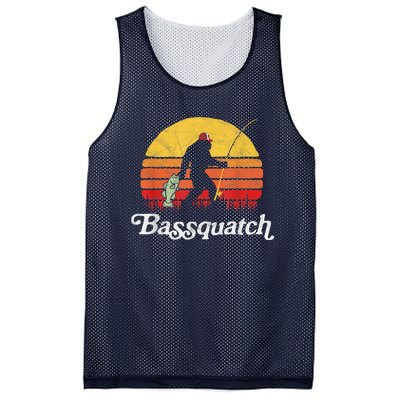 Bassquatch! Funny Bigfoot Fishing Outdoor Retro Funny Fishing Bigfoot Merch Mesh Reversible Basketball Jersey Tank