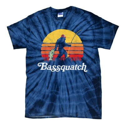 Bassquatch! Funny Bigfoot Fishing Outdoor Retro Funny Fishing Bigfoot Merch Tie-Dye T-Shirt