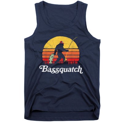 Bassquatch! Funny Bigfoot Fishing Outdoor Retro Funny Fishing Bigfoot Merch Tank Top