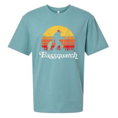 Bassquatch! Funny Bigfoot Fishing Outdoor Retro Funny Fishing Bigfoot Merch Sueded Cloud Jersey T-Shirt