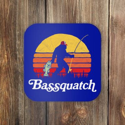 Bassquatch! Funny Bigfoot Fishing Outdoor Retro Funny Gift Gift Coaster