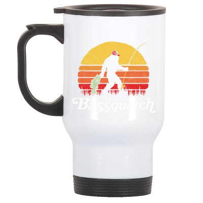 Bassquatch! Funny Bigfoot Fishing Outdoor Retro Funny Gift Gift Stainless Steel Travel Mug