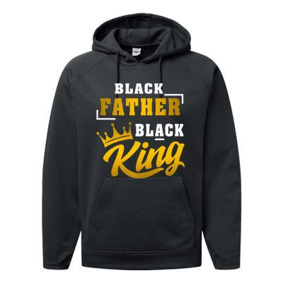 Black Father Black King African American Dad Fathers Day Premium Performance Fleece Hoodie