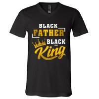 Black Father Black King African American Dad Fathers Day Premium V-Neck T-Shirt