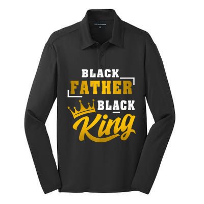 Black Father Black King African American Dad Fathers Day Premium Silk Touch Performance Long Sleeve Polo