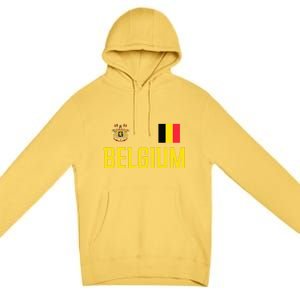 Belgium Flag Belgie Football Soccer Fan Premium Pullover Hoodie