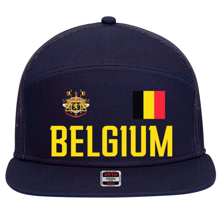 Belgium Flag Belgie Football Soccer Fan 7 Panel Mesh Trucker Snapback Hat