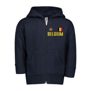 Belgium Flag Belgie Football Soccer Fan Toddler Zip Fleece Hoodie