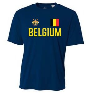 Belgium Flag Belgie Football Soccer Fan Cooling Performance Crew T-Shirt