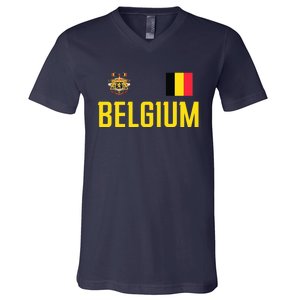 Belgium Flag Belgie Football Soccer Fan V-Neck T-Shirt