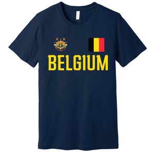 Belgium Flag Belgie Football Soccer Fan Premium T-Shirt