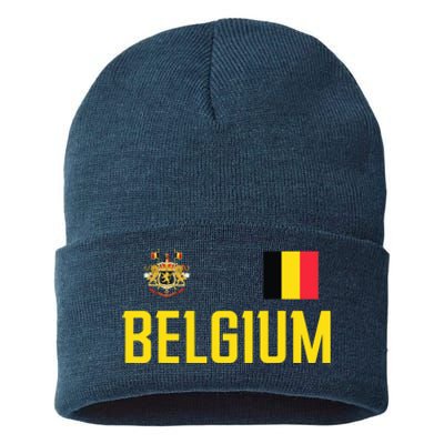 Belgium Flag Belgie Football Soccer Fan Sustainable Knit Beanie