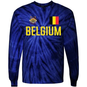 Belgium Flag Belgie Football Soccer Fan Tie-Dye Long Sleeve Shirt