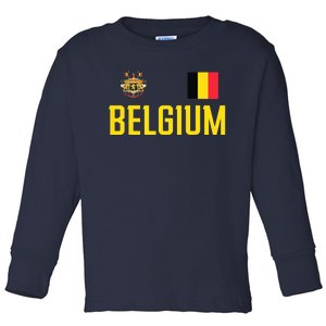 Belgium Flag Belgie Football Soccer Fan Toddler Long Sleeve Shirt