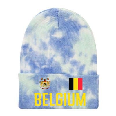 Belgium Flag Belgie Football Soccer Fan Tie Dye 12in Knit Beanie