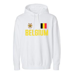 Belgium Flag Belgie Football Soccer Fan Garment-Dyed Fleece Hoodie