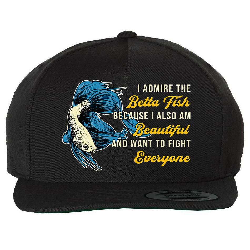 Betta Fish Because Fish Lover Aquarium Vintage Betta Fish Wool Snapback Cap