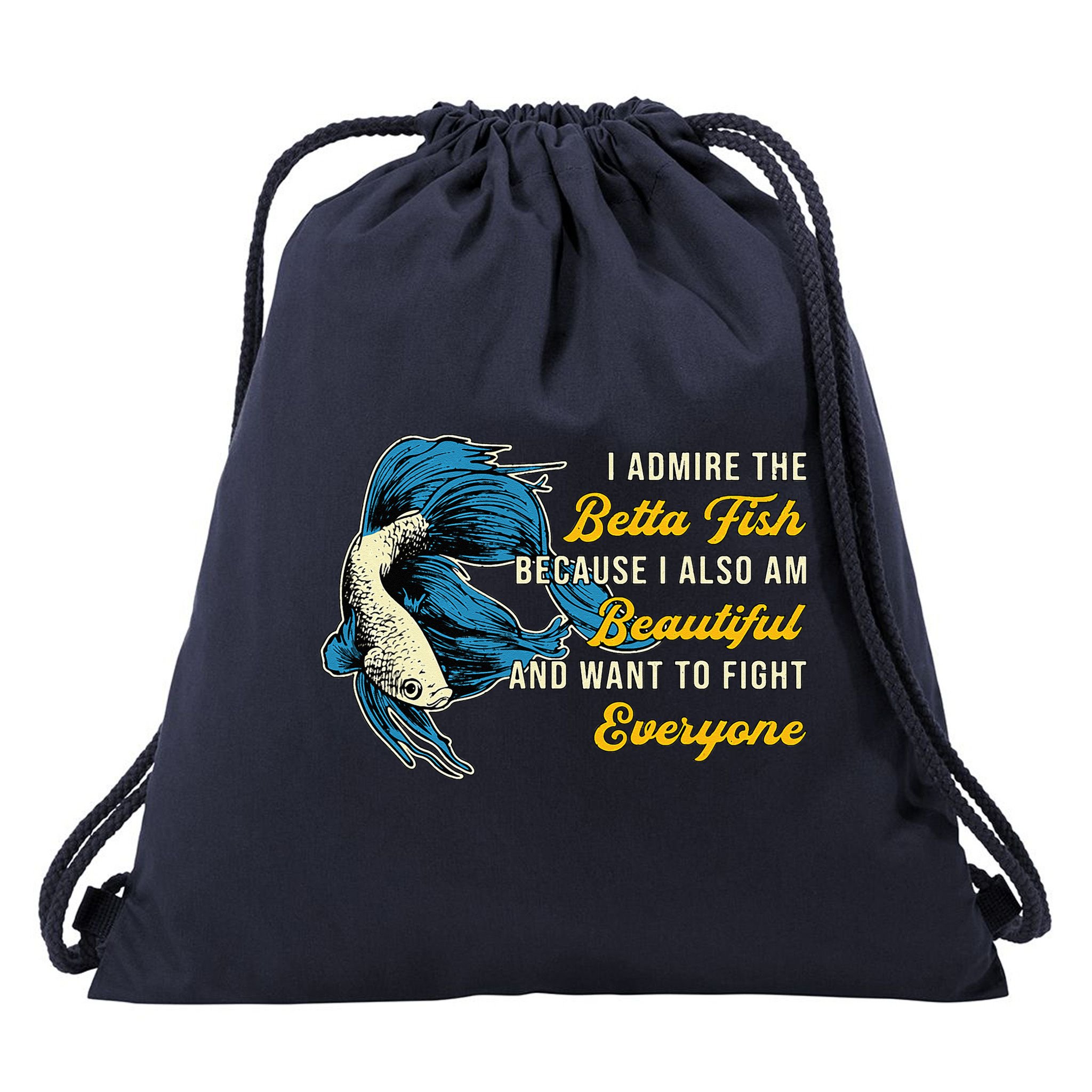 Betta Fish Because Fish Lover Aquarium Vintage Betta Fish Drawstring Bag