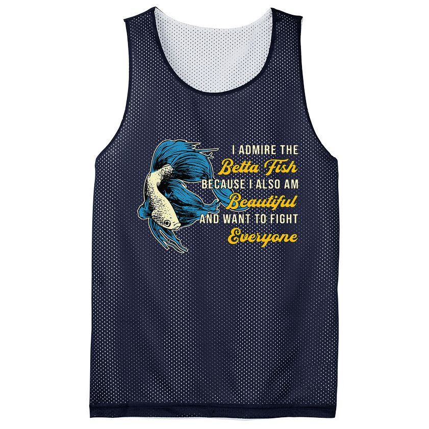 Betta Fish Because Fish Lover Aquarium Vintage Betta Fish Mesh Reversible Basketball Jersey Tank