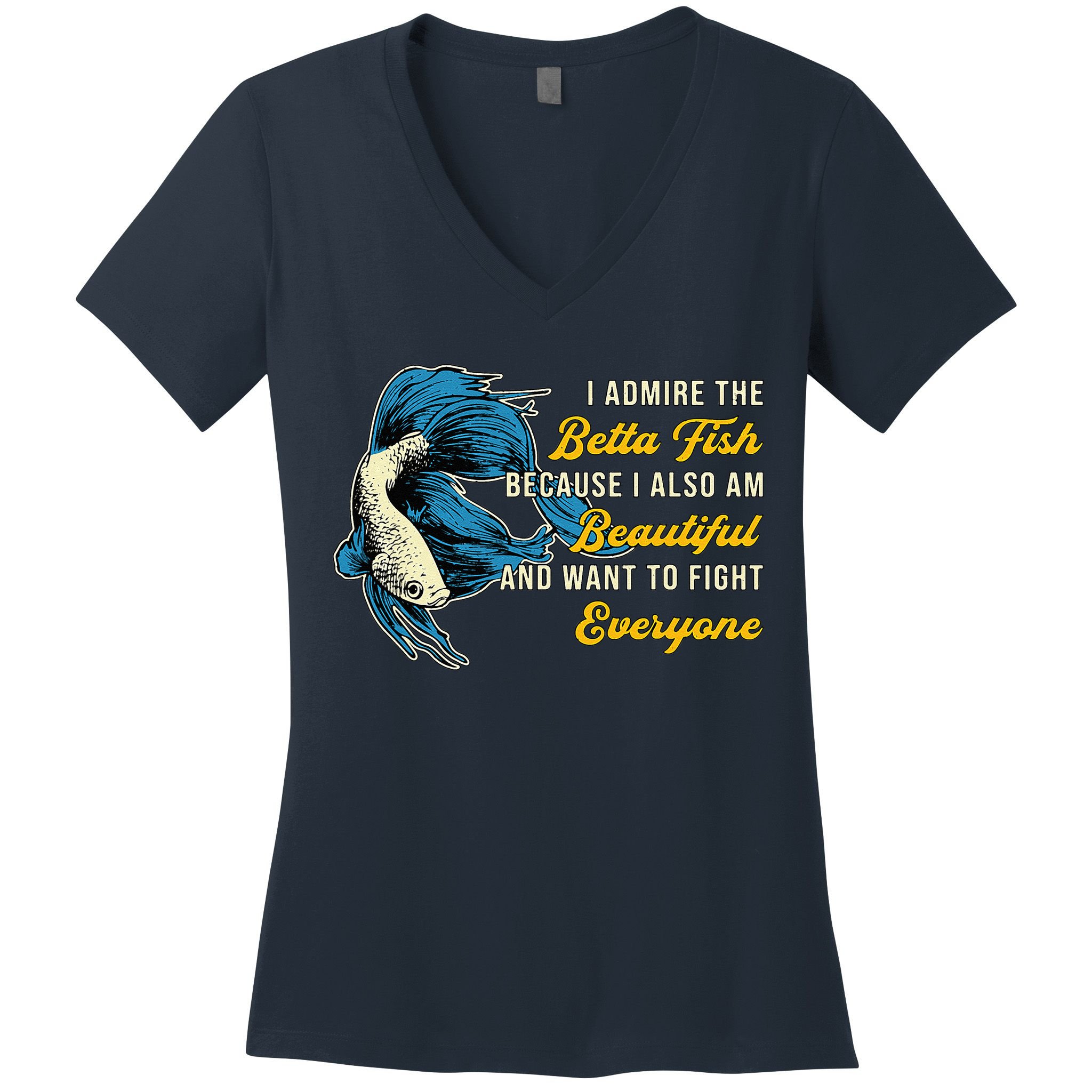 Betta Fish Because Fish Lover Aquarium Vintage Betta Fish Women's V-Neck T-Shirt