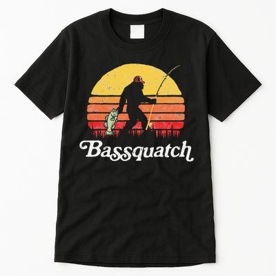 Bassquatch! Funny Bigfoot Fishing Outdoor Retro Tall T-Shirt