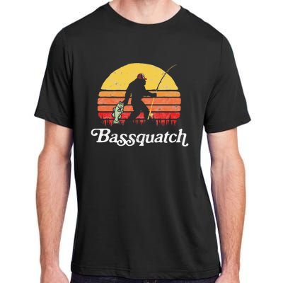 Bassquatch! Funny Bigfoot Fishing Outdoor Retro Adult ChromaSoft Performance T-Shirt