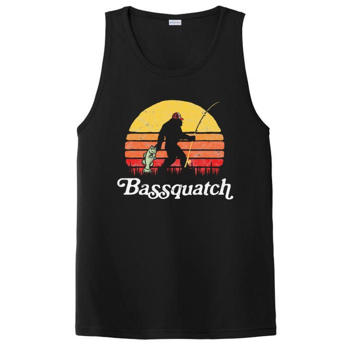 Bassquatch! Funny Bigfoot Fishing Outdoor Retro PosiCharge Competitor Tank