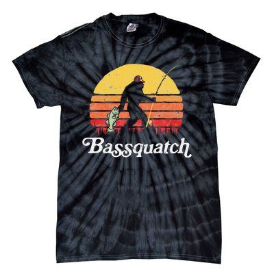 Bassquatch! Funny Bigfoot Fishing Outdoor Retro Tie-Dye T-Shirt