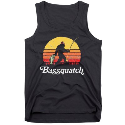 Bassquatch! Funny Bigfoot Fishing Outdoor Retro Tank Top