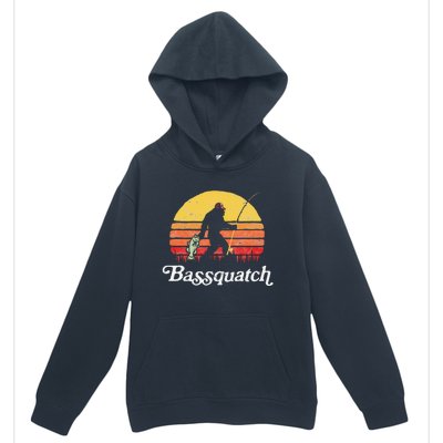 Bassquatch! Funny Bigfoot Fishing Outdoor Retro Urban Pullover Hoodie