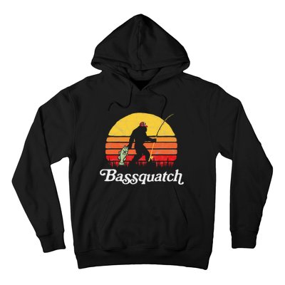 Bassquatch! Funny Bigfoot Fishing Outdoor Retro Hoodie