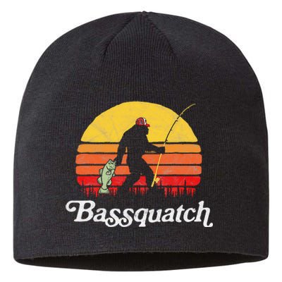 Bassquatch! Funny Bigfoot Fishing Outdoor Retro Sustainable Beanie